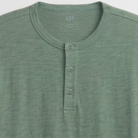 Gap Factory Lived-In Henley T-Shirt, Sage Green, Large, EUC - Picture 2 of 3